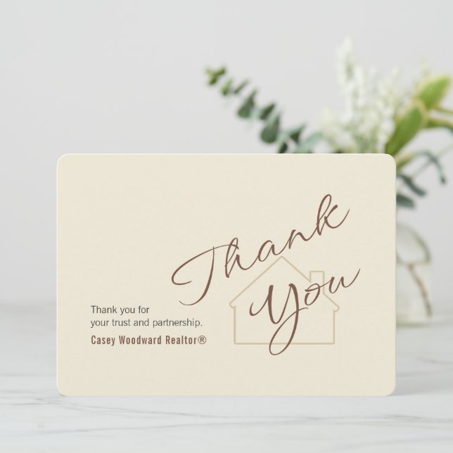 Realtor to Clients | Minimalist Script Thank You  Card (Standing Front)