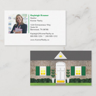 Realtor Whitewashed Brick House Photo Business Card