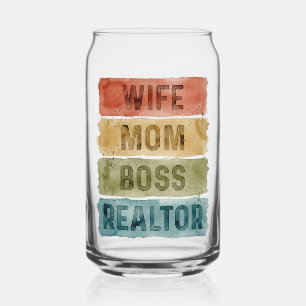 Realtor Wife Mom Boss Custom Business Name Can Glass
