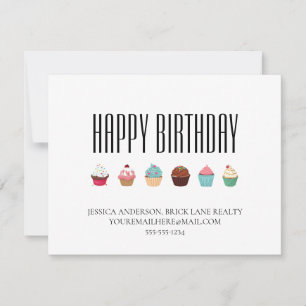 Realty Business Cupcake Happy Birthday   Card