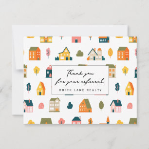Realty Referral Thank You Cute Houses Card