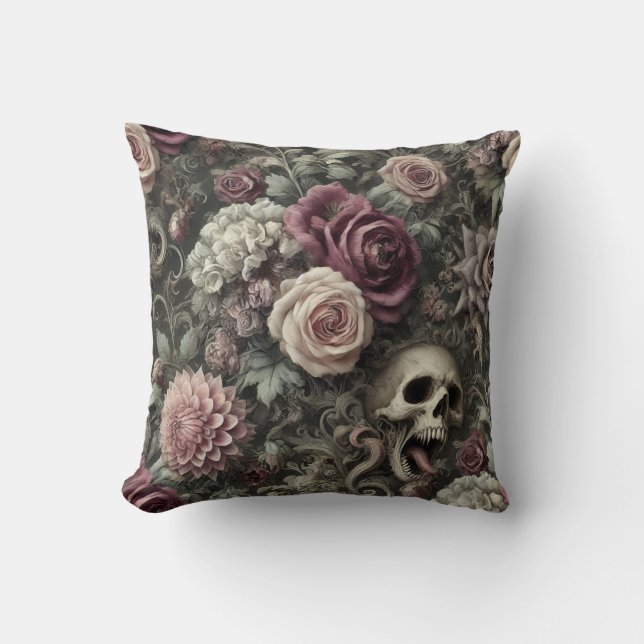 Reaping in the Rose - Gothique Floral Coussin crân (Recto)