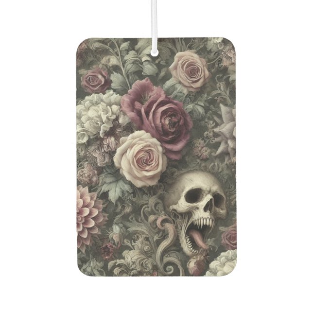 Reaping in the Roses – Gothic Floral Skull  Air Freshener (Front)