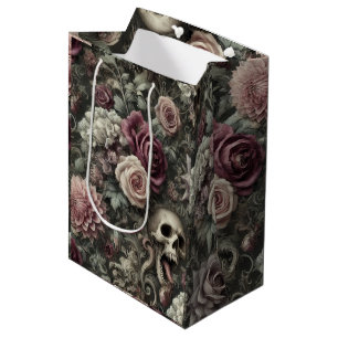 Reaping in the Roses – Gothic Floral Skull Medium Gift Bag
