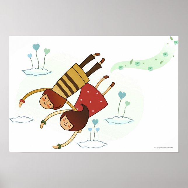 Rear view of a couple flying together poster (Front)