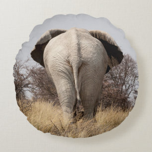 Rear view of elephant round pillow