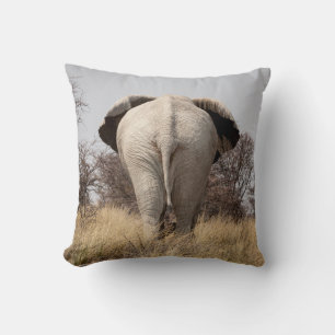 Rear view of elephant throw pillow