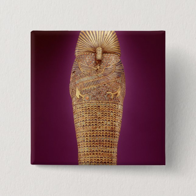 Rear view of one of the canopic coffins 2 inch square button (Front)