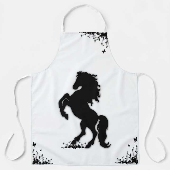 Rearing Black Stallion Apron (Front)