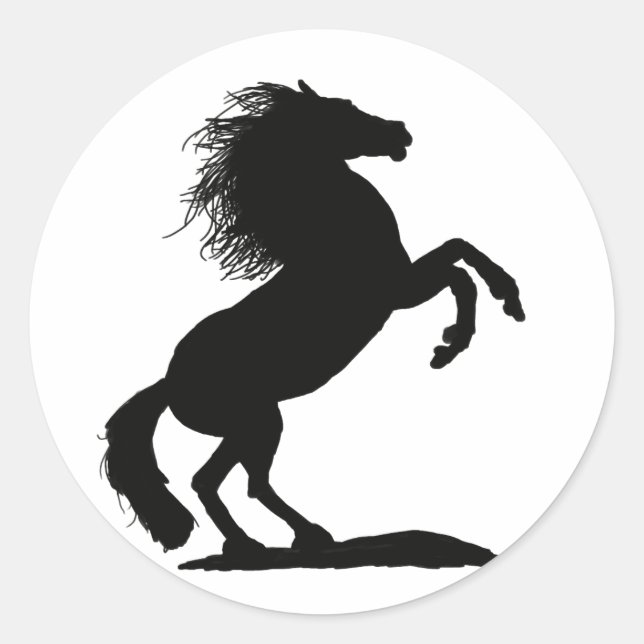 Rearing Black Stallion - Classic Round Sticker (Front)