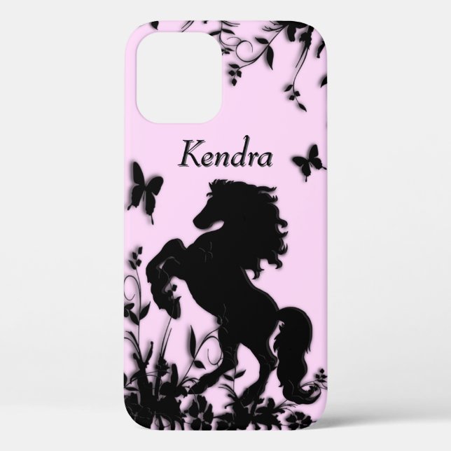 Rearing Black Stallion / Horse Personalized Case-Mate iPhone Case (Back)