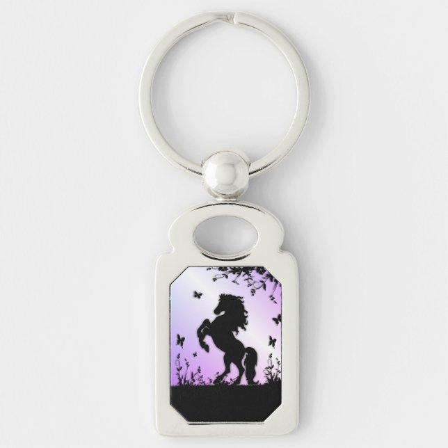 Rearing Black Stallion Keychain (Front)