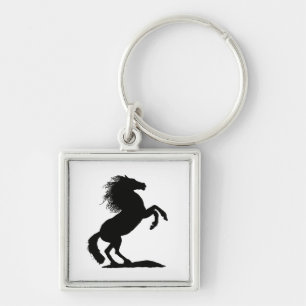 Rearing Black Stallion - Keychain