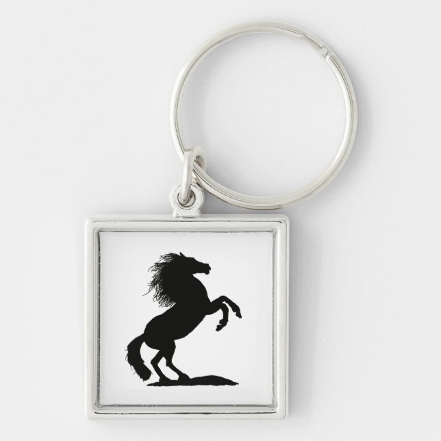 Rearing Black Stallion - Keychain (Front)