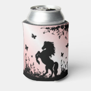 Rearing Black Stallion Pink Can Cooler