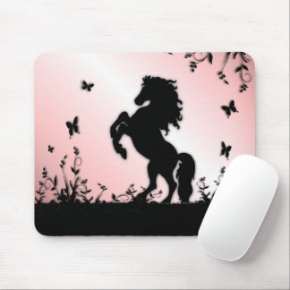 Rearing Black Stallion Purple Mouse Pad
