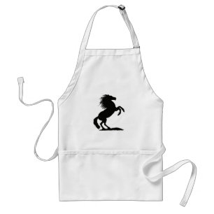 Rearing Black Stallion - Standard Apron