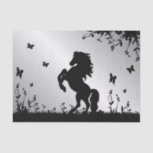 Rearing Black Stallion Tissue Paper (Front)
