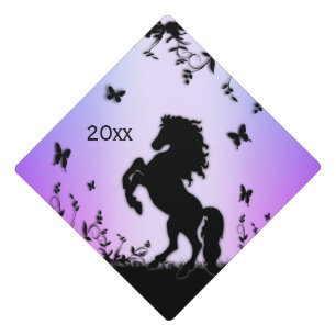 Rearing Black Stallion Year Graduation Cap Topper