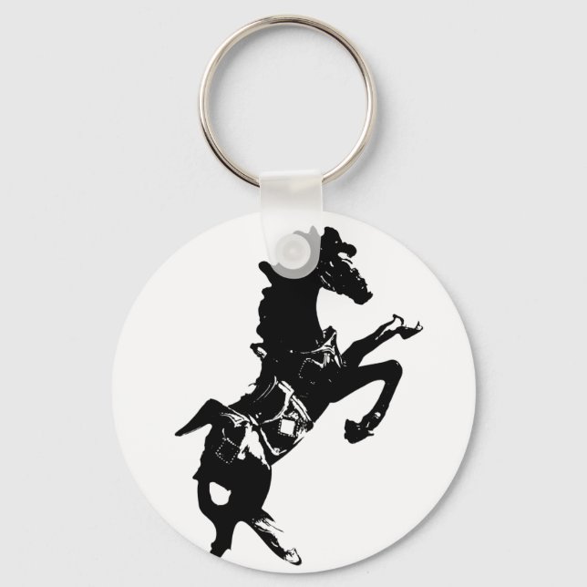 Rearing Horse Button Keychain (Front)