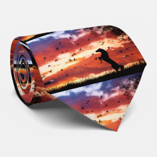 Rearing Horse in the Sunset Tie