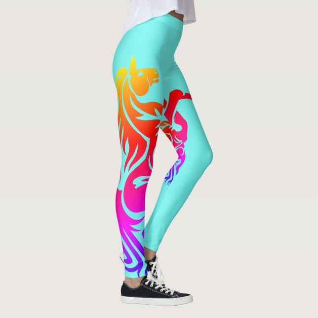 Rearing Horse Rainbow Print On  Any Colour Legging (Right)