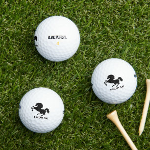 Rearing horse silhouette golf balls