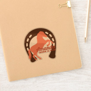 Rearing horse silhouette horseshoe personalized