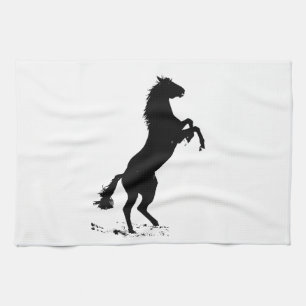 Rearing Horse Silhouette Kitchen Towel
