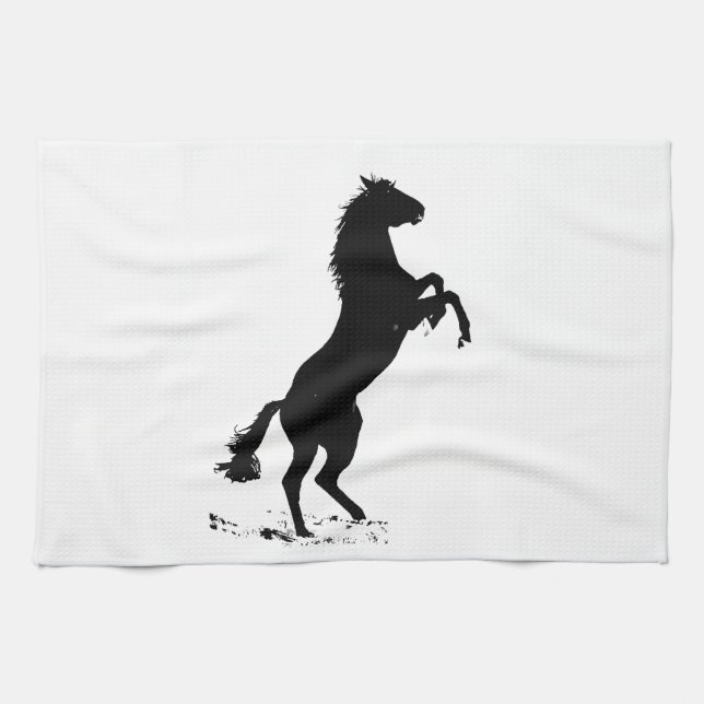 Rearing Horse Silhouette Kitchen Towel (Horizontal)