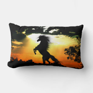 Rearing horse silhouette lumbar pillow