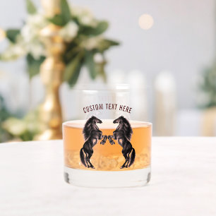 Rearing Horses Custom Text Personalized Whiskey Glass