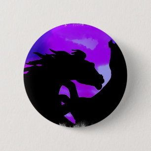 Rearing Horses Design Round Button