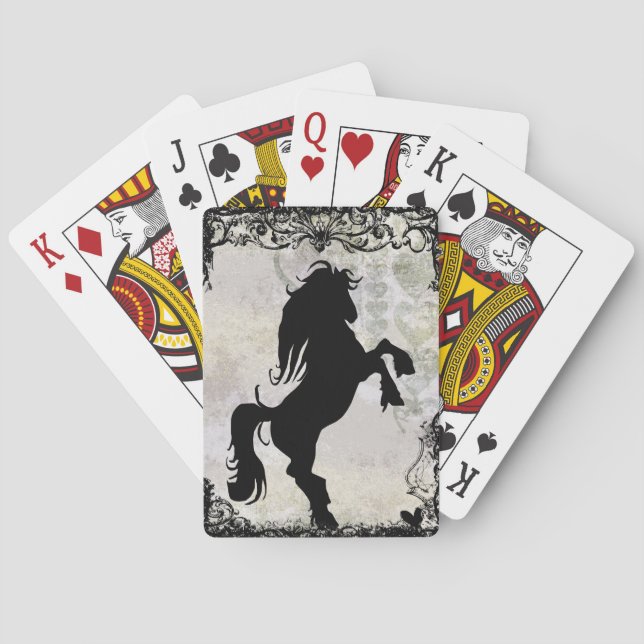 Rearing Silhouette Horse Playing Cards (Back)