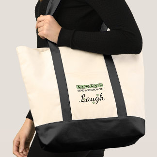 Reason to laugh green love hearts tote bag