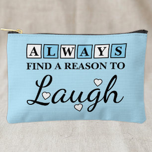 Reason to laugh white blue accessory pouch