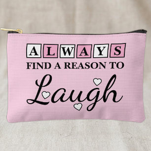 Reason to laugh white pink accessory pouch