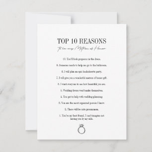 Reasons To Be My Matron of Honour Proposal Card