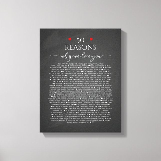reasons we love you, 50 Reasons, 60th birthday Canvas Print (Front)