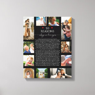 reasons we love you, 50 Reasons, 60th birthday Canvas Print
