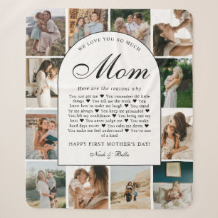 Reasons We Love You Mom Photo Grid Collage Sherpa Blanket