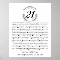 reasons why I love you 21st birthday Poster