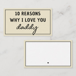 Reasons Why I Love You Daddy Father's Day Cute Card