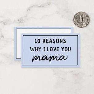 Reasons Why I Love You Mom Mother's Day Cute Card