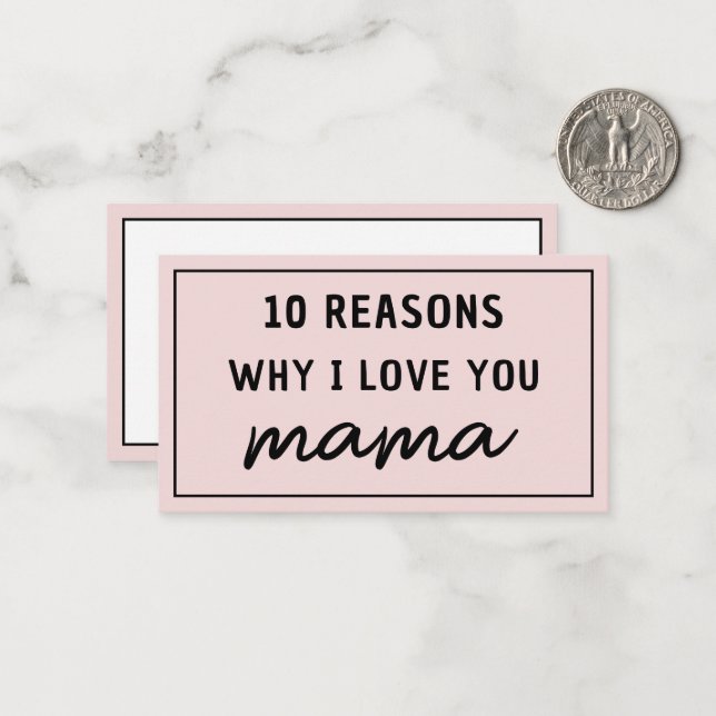 Reasons Why I Love You Mom Mother's Day Cute Card (Front/Back In Situ)