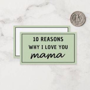Reasons Why I Love You Mom Mother's Day Cute Card