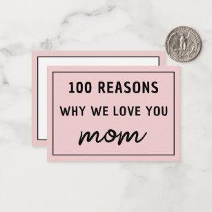 Reasons Why We Love You Mom Mother's Day Cute Card