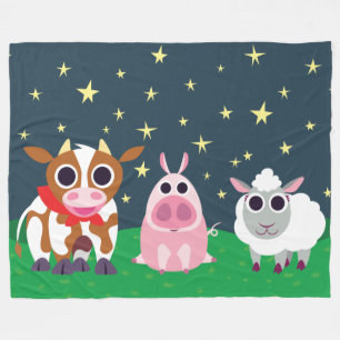 Reba, Leary, and Lulu at Night Fleece Blanket