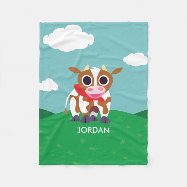 Reba the Cow Fleece Blanket (Front)