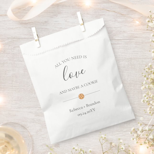 Rebecca All You Need is Love Cookie Wedding Treat Favour Bag (Clipped)